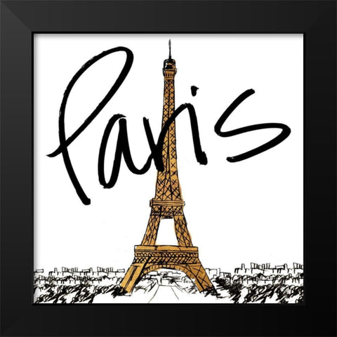 Gold Eiffel in Paris Black Modern Wood Framed Art Print by Biscardi, Nicholas