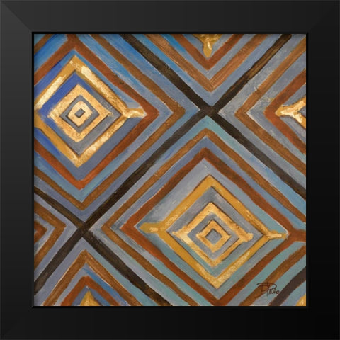 Ikat and Pattern with Gold Black Modern Wood Framed Art Print by Pinto, Patricia