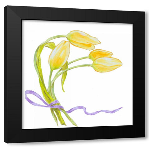 Floral V Black Modern Wood Framed Art Print by Baliko, Linda