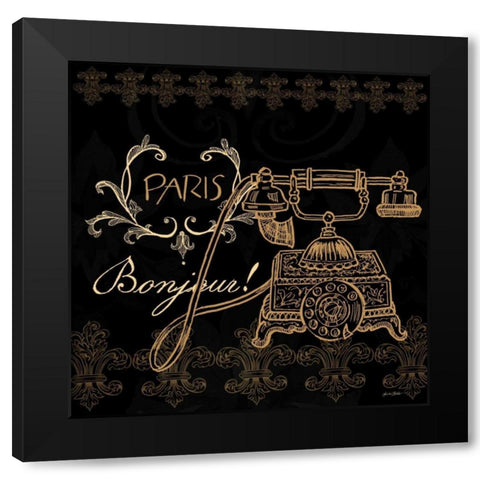 Elegant Paris Gold Square Border I Black Modern Wood Framed Art Print by Baliko, Linda
