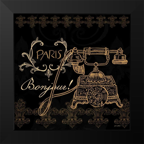 Elegant Paris Gold Square Border I Black Modern Wood Framed Art Print by Baliko, Linda