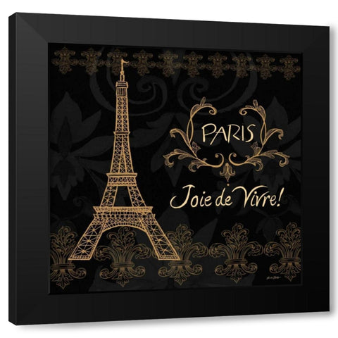 Elegant Paris Gold Square Border II Black Modern Wood Framed Art Print with Double Matting by Baliko, Linda