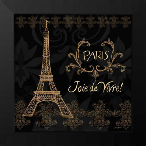 Elegant Paris Gold Square Border II Black Modern Wood Framed Art Print by Baliko, Linda