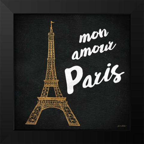 Mon Paris Gold I Black Modern Wood Framed Art Print by Baliko, Linda