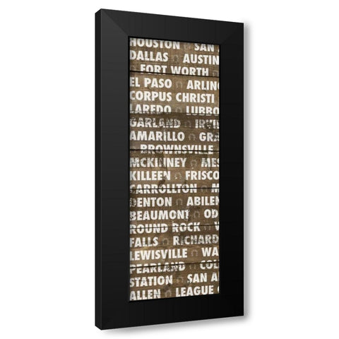 Texas Wood Type Black Modern Wood Framed Art Print by Meneely, Dan