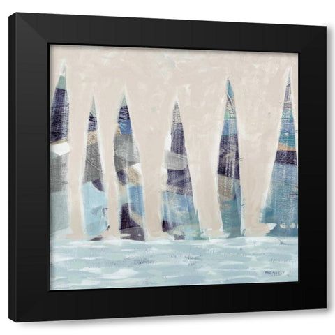 Muted Sail Boats Square I Black Modern Wood Framed Art Print with Double Matting by Kingsley