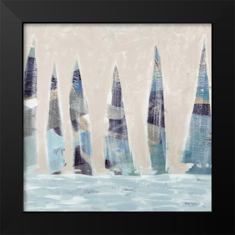 Muted Sail Boats Square I Black Modern Wood Framed Art Print by Kingsley