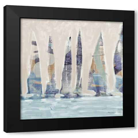 Muted Sail Boats Square II Black Modern Wood Framed Art Print with Double Matting by Kingsley