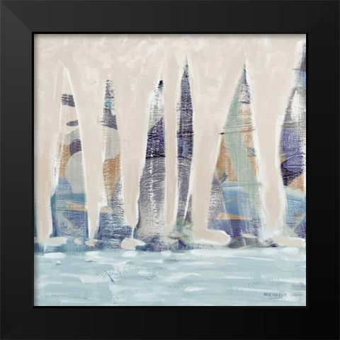 Muted Sail Boats Square II Black Modern Wood Framed Art Print by Kingsley
