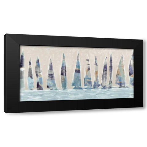 Dozen Muted Boats Panel Black Modern Wood Framed Art Print by Meneely, Dan