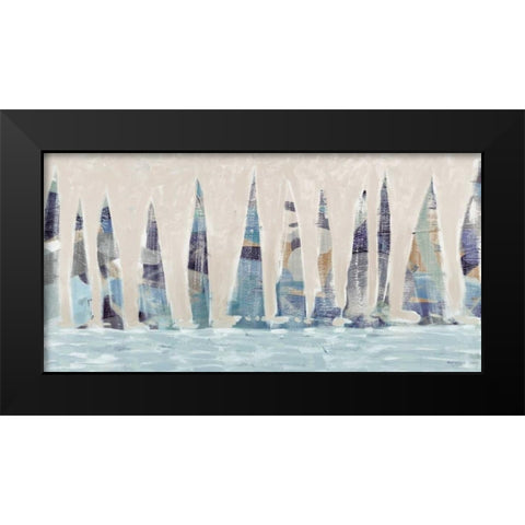 Dozen Muted Boats Panel Black Modern Wood Framed Art Print by Meneely, Dan