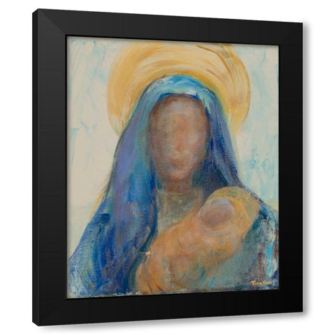 Mother and Child I Black Modern Wood Framed Art Print by Maria, Robin
