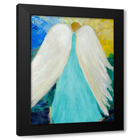 Dreams and Angel Wings Black Modern Wood Framed Art Print by Maria, Robin