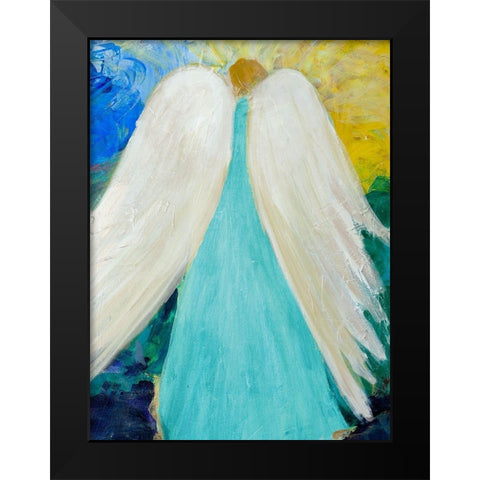 Dreams and Angel Wings Black Modern Wood Framed Art Print by Maria, Robin