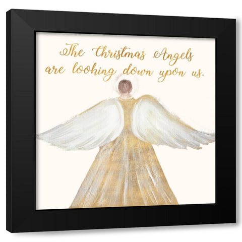 Christmas Angel Black Modern Wood Framed Art Print with Double Matting by Maria, Robin