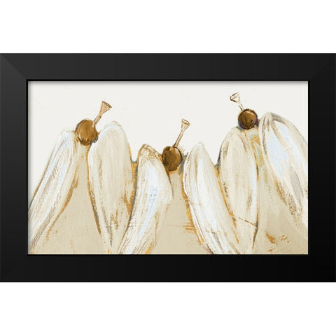 Golden Trumpeting Angels Black Modern Wood Framed Art Print by Maria, Robin