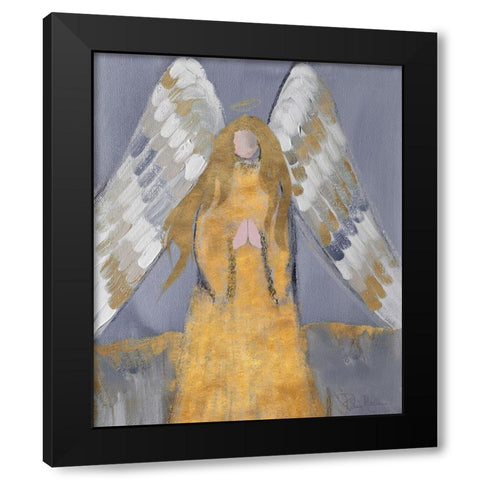 Gold and Silver Angel Black Modern Wood Framed Art Print by Maria, Robin