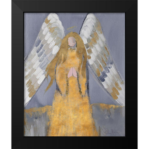 Gold and Silver Angel Black Modern Wood Framed Art Print by Maria, Robin