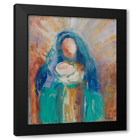 Mother and Child II Black Modern Wood Framed Art Print by Maria, Robin