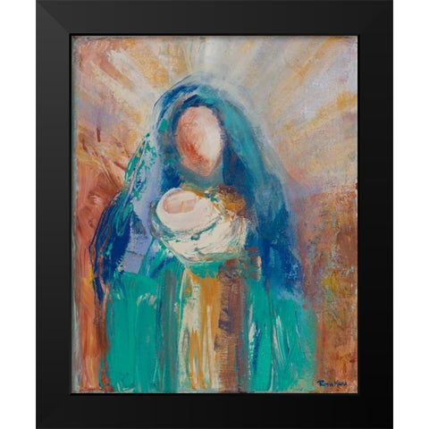 Mother and Child II Black Modern Wood Framed Art Print by Maria, Robin