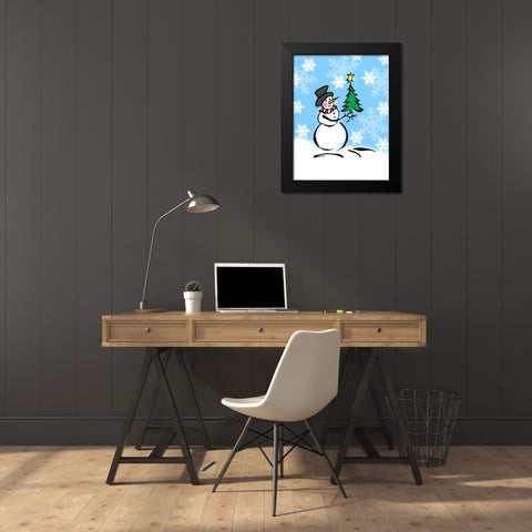 Silly Snowmen III Black Modern Wood Framed Art Print by Biscardi, Nicholas