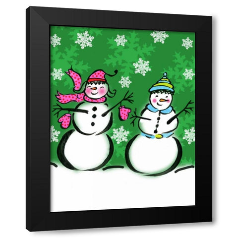 Silly Snowmen V Black Modern Wood Framed Art Print by Biscardi, Nicholas