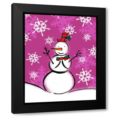 Silly Snowmen IX Black Modern Wood Framed Art Print with Double Matting by Biscardi, Nicholas