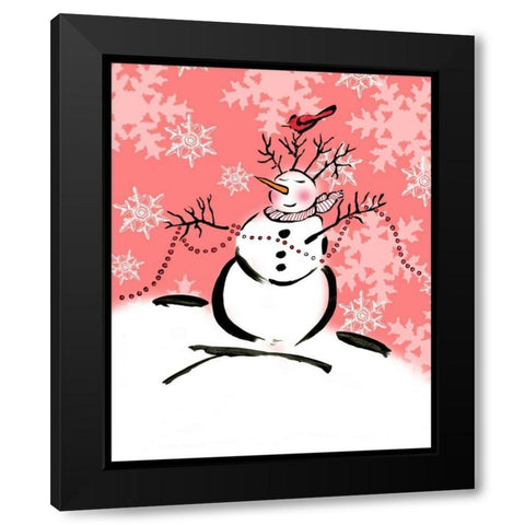 Silly Snowmen XI Black Modern Wood Framed Art Print with Double Matting by Biscardi, Nicholas
