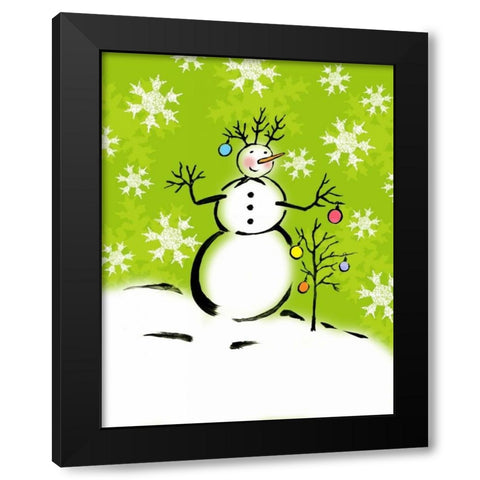 Silly Snowmen IV Black Modern Wood Framed Art Print with Double Matting by Biscardi, Nicholas