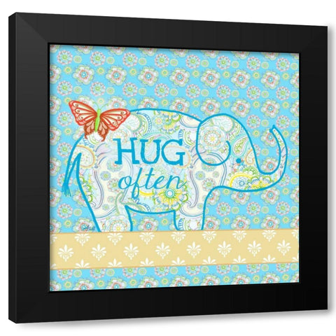 Blue Elephant I Black Modern Wood Framed Art Print with Double Matting by Metz, Andi