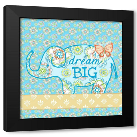 Blue Elephant II Black Modern Wood Framed Art Print by Metz, Andi