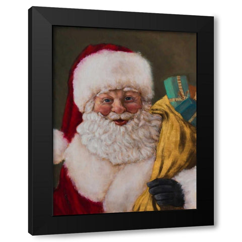 Jolly Saint Nick Black Modern Wood Framed Art Print with Double Matting by Johnson, Walt