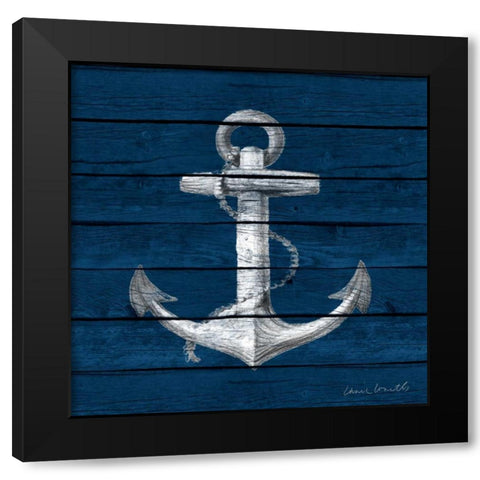 Anchor on Blue Wood Black Modern Wood Framed Art Print by Loreth, Lanie