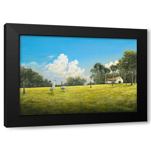 Crane Field Black Modern Wood Framed Art Print with Double Matting by Nawrocke, Bruce