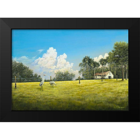 Crane Field Black Modern Wood Framed Art Print by Nawrocke, Bruce