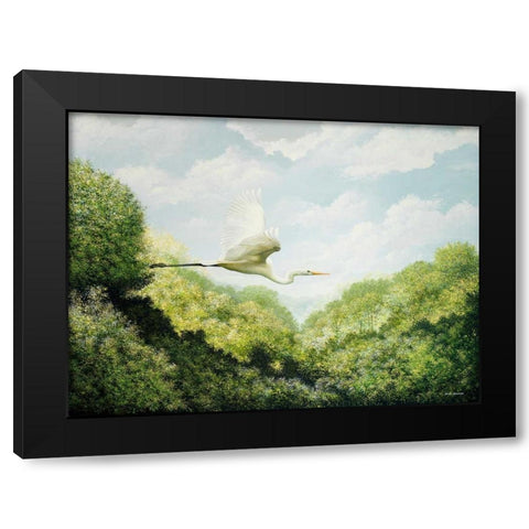 Egret Black Modern Wood Framed Art Print by Nawrocke, Bruce