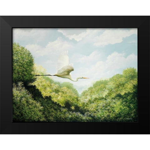 Egret Black Modern Wood Framed Art Print by Nawrocke, Bruce