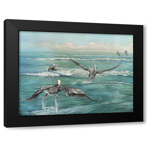 Pelican Beach Black Modern Wood Framed Art Print by Nawrocke, Bruce
