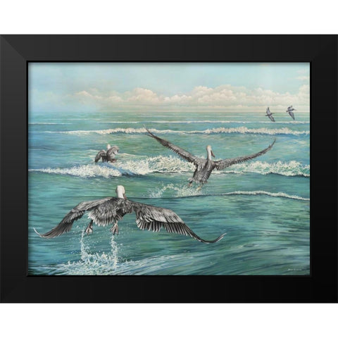 Pelican Beach Black Modern Wood Framed Art Print by Nawrocke, Bruce