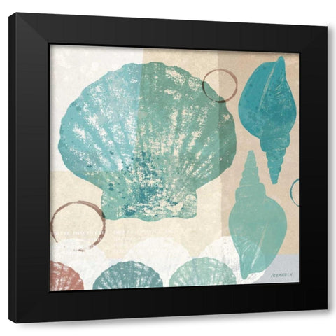 Shell Collage I Black Modern Wood Framed Art Print by Meneely, Dan