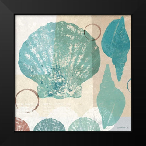 Shell Collage I Black Modern Wood Framed Art Print by Meneely, Dan