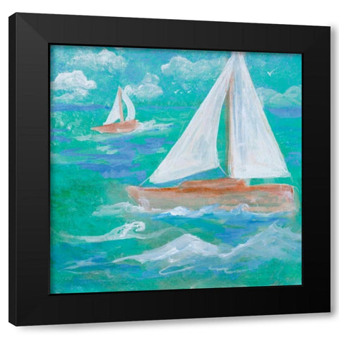 Regatta Winds III Black Modern Wood Framed Art Print by Maria, Robin
