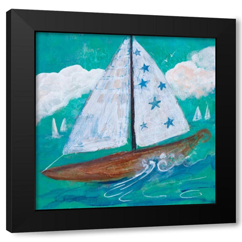 Regatta Winds IV Black Modern Wood Framed Art Print with Double Matting by Maria, Robin