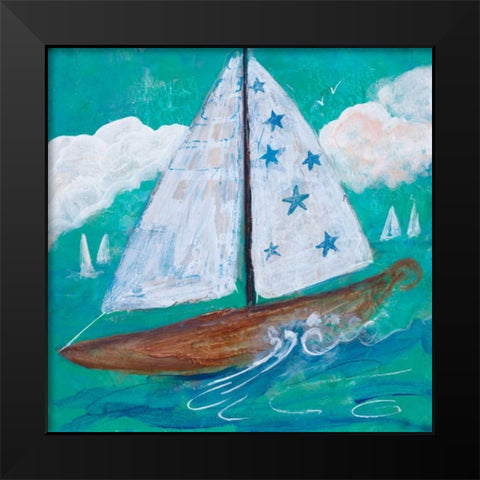 Regatta Winds IV Black Modern Wood Framed Art Print by Maria, Robin
