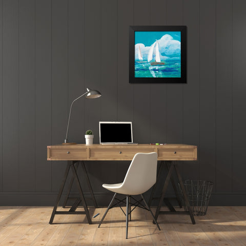 Regatta Winds II Black Modern Wood Framed Art Print by Maria, Robin