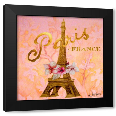 Gold Paris Eiffel Black Modern Wood Framed Art Print by Gaynor, Janice