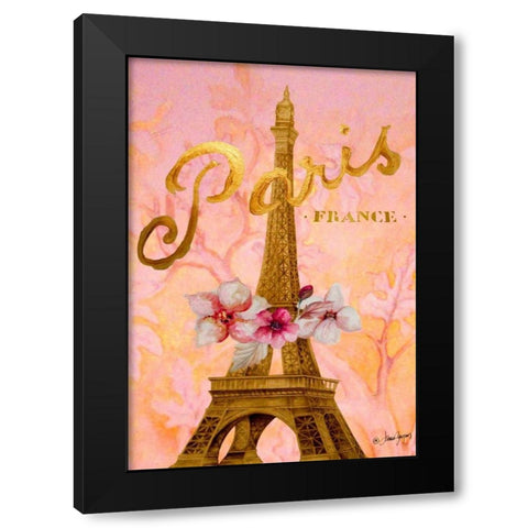 Gold Paris Eiffel Panel Black Modern Wood Framed Art Print by Gaynor, Janice