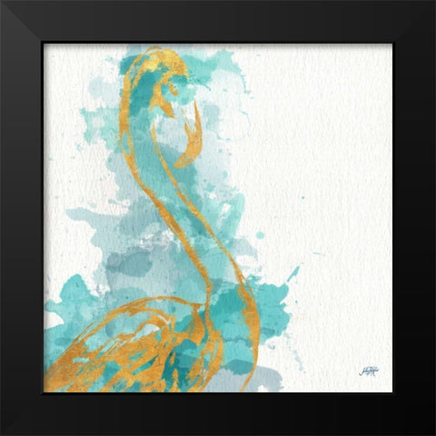 Fancy Watercolor Flamingo Black Modern Wood Framed Art Print by DeRice, Julie