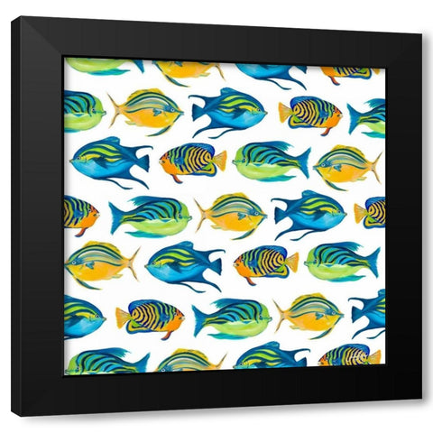 Fishy Pattern Black Modern Wood Framed Art Print with Double Matting by DeRice, Julie