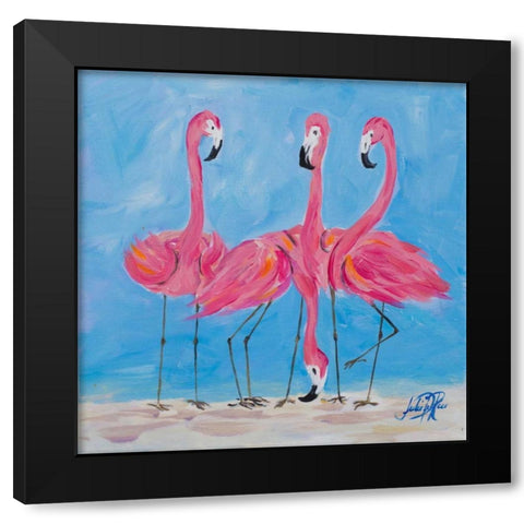 Fancy Flamingos II Black Modern Wood Framed Art Print by DeRice, Julie